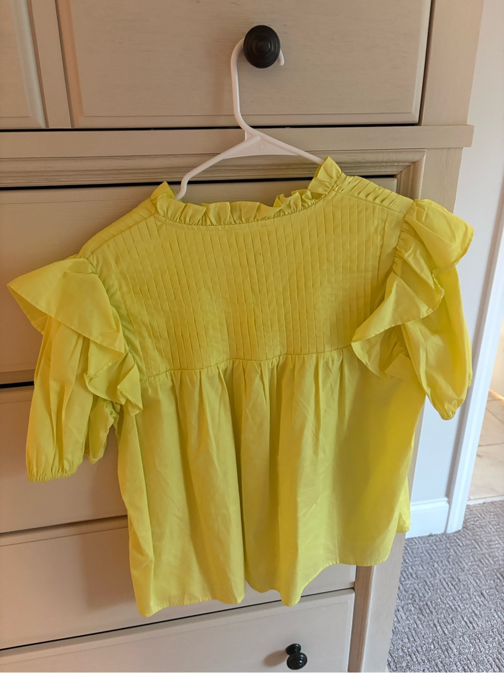 Bright Green Ruffle Pintuck Blouse - Picture 2 of 3